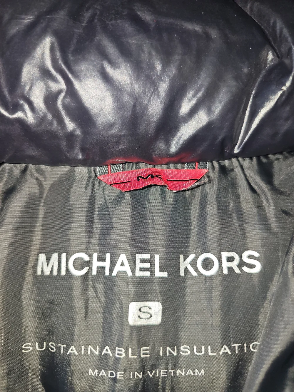 Michael Kors Glossy Black Hooded Puffer Jacket